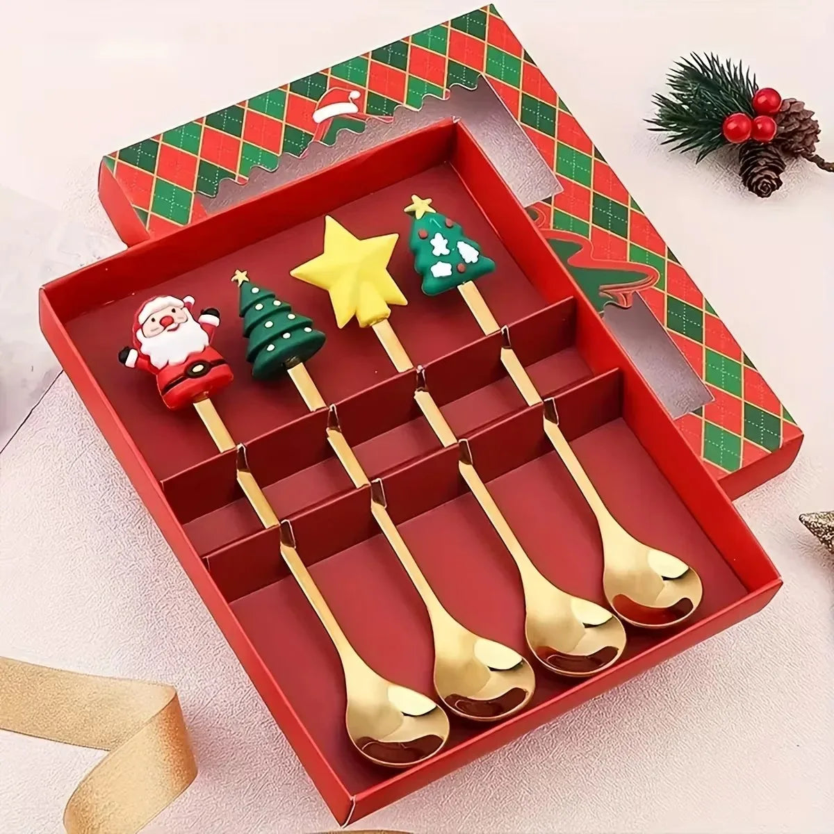 Christmas Dessert Fork & Spoon Sets