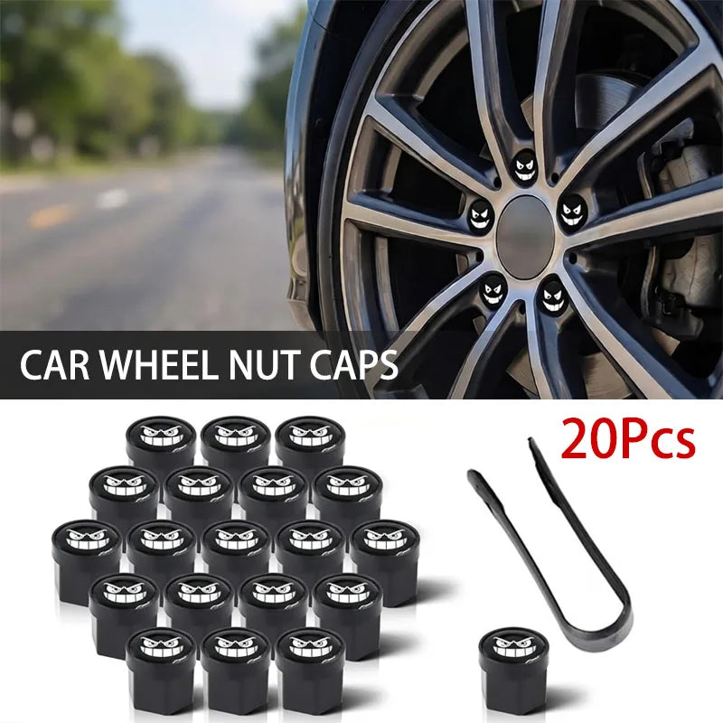 Wheel Lug Nut Covers – 20 Pieces, Assorted Designs