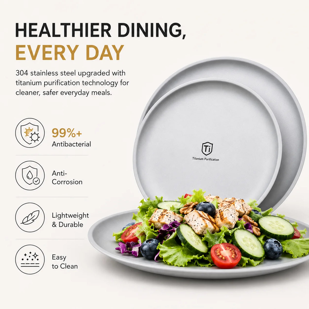 PGY Stackable Stainless Steel Camping Plates