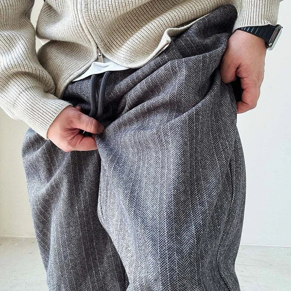 Men's Wide-Leg Drawstring Streetwear Pants