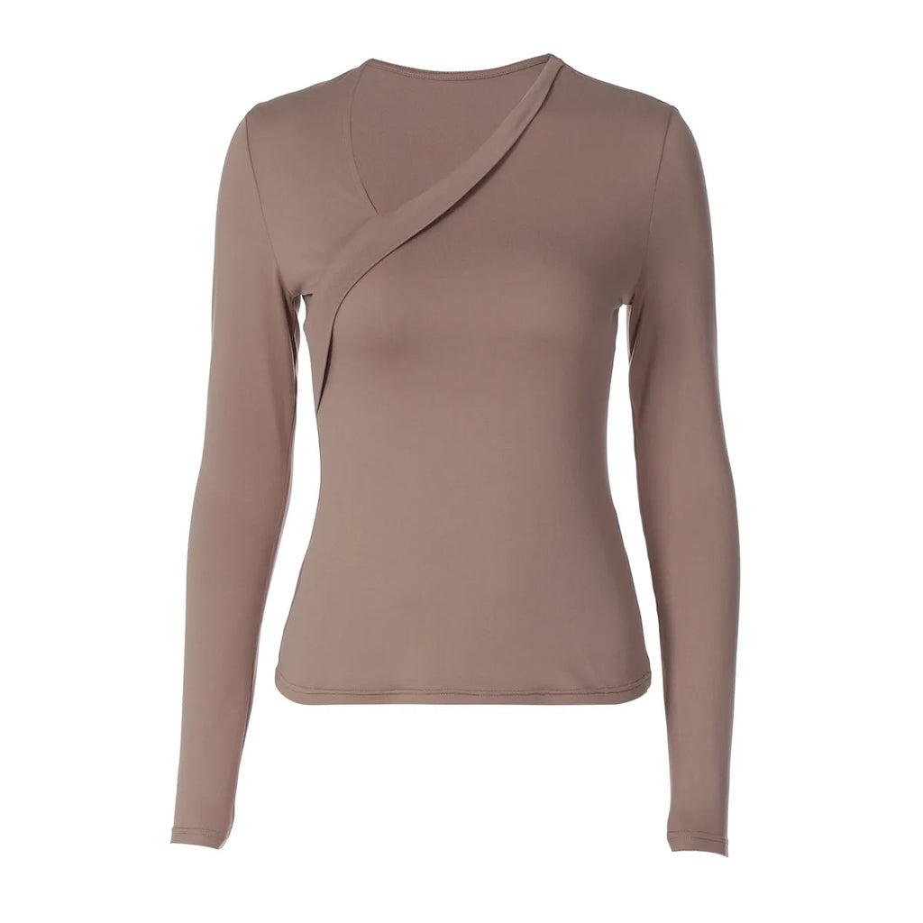 Women's Asymmetric Long-Sleeve Top and Flared Pants Set