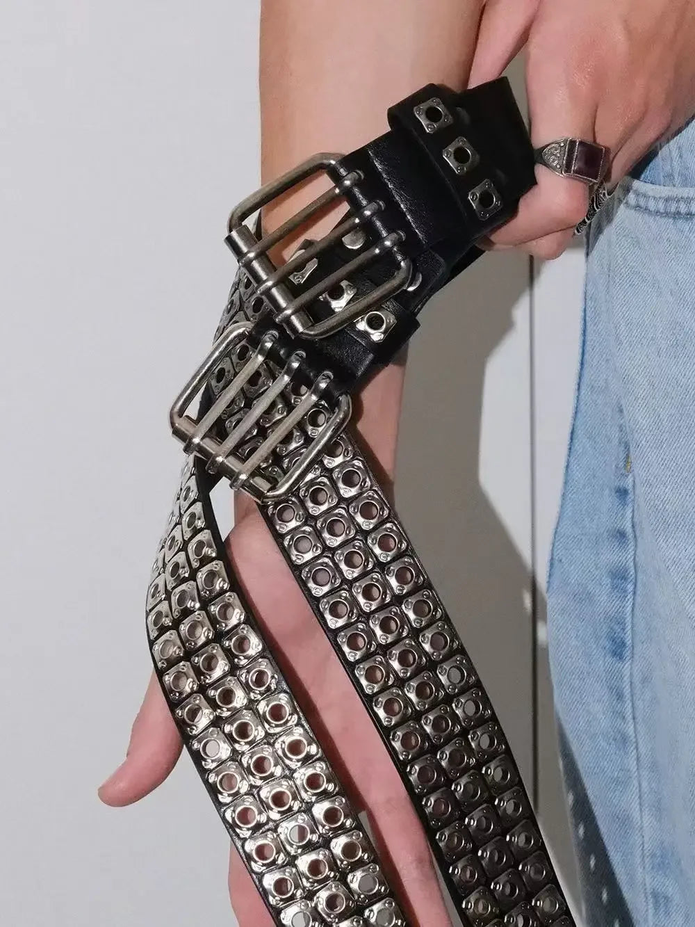 Unisex Punk-Style Studded PU Belt