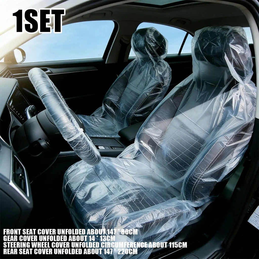 Disposable Plastic Car Interior Covers – 5-Piece Set