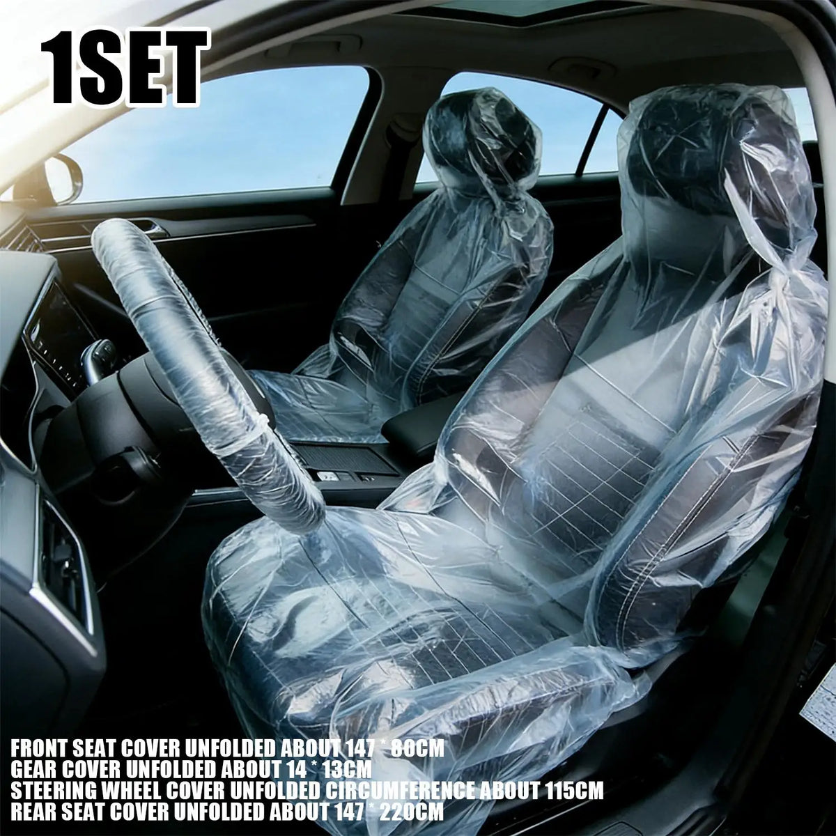 Disposable Plastic Car Interior Covers – 5-Piece Set
