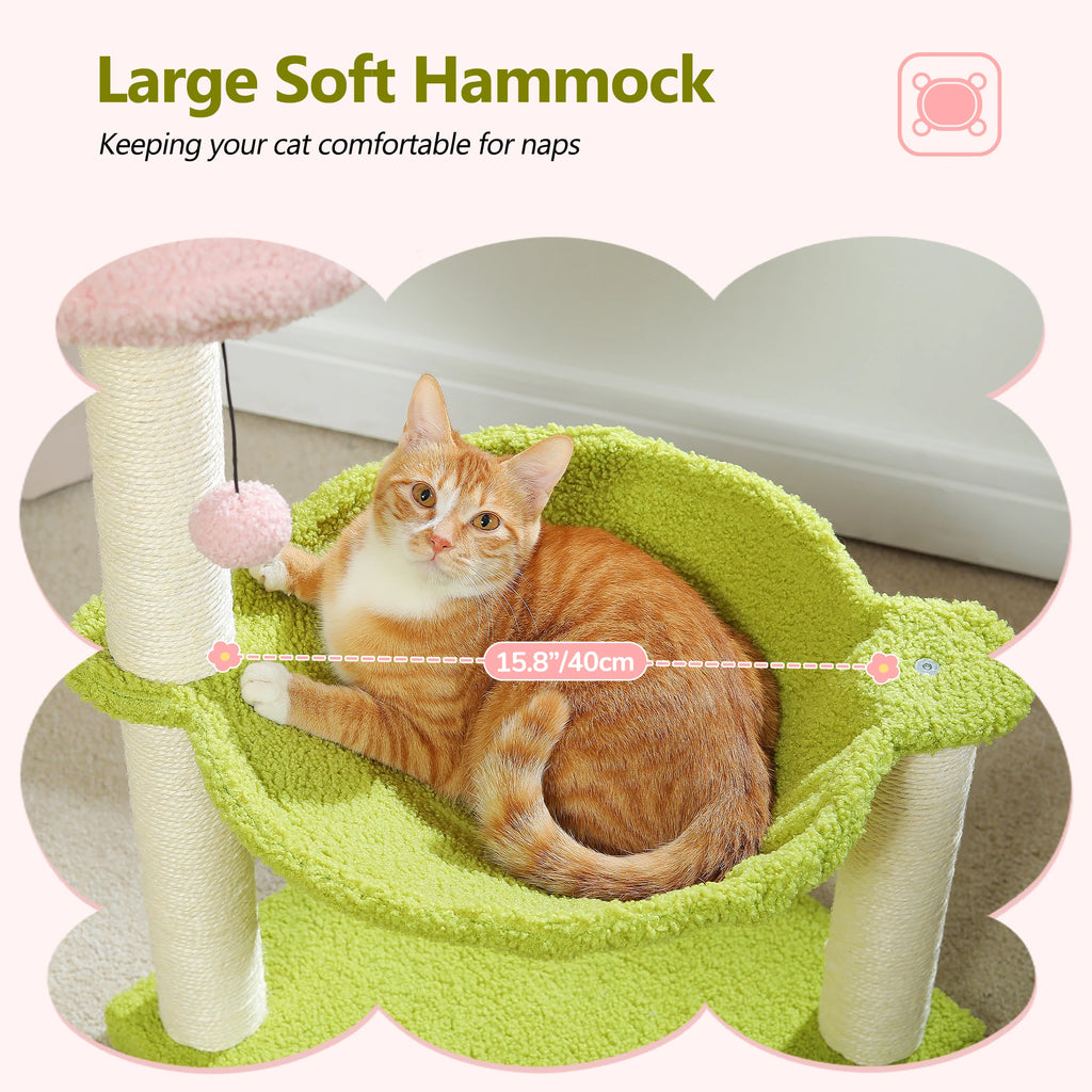 71cm Flower Cat Tree with Hammock & Scratching Post