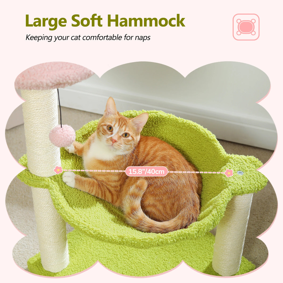 71cm Flower Cat Tree with Hammock & Scratching Post