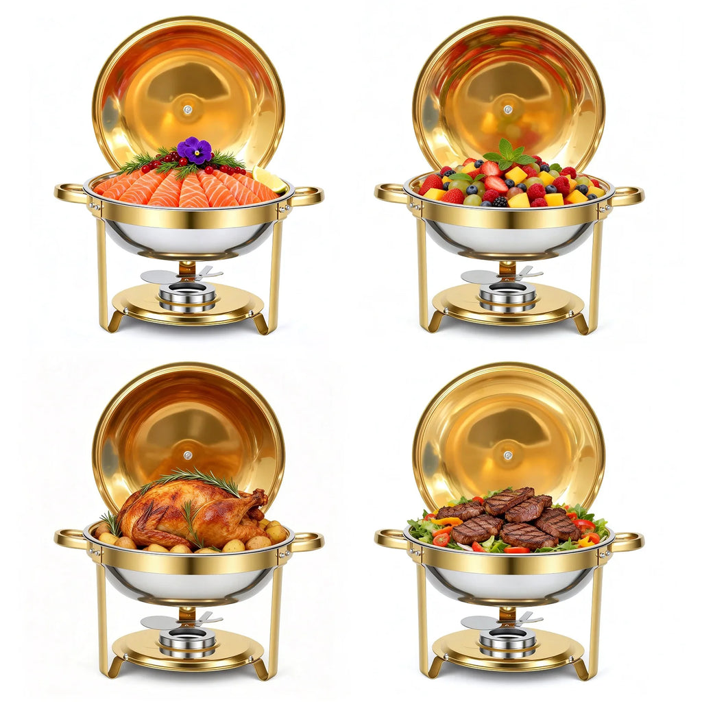 Round Stainless Steel Chafing Dishes — Assorted Packs