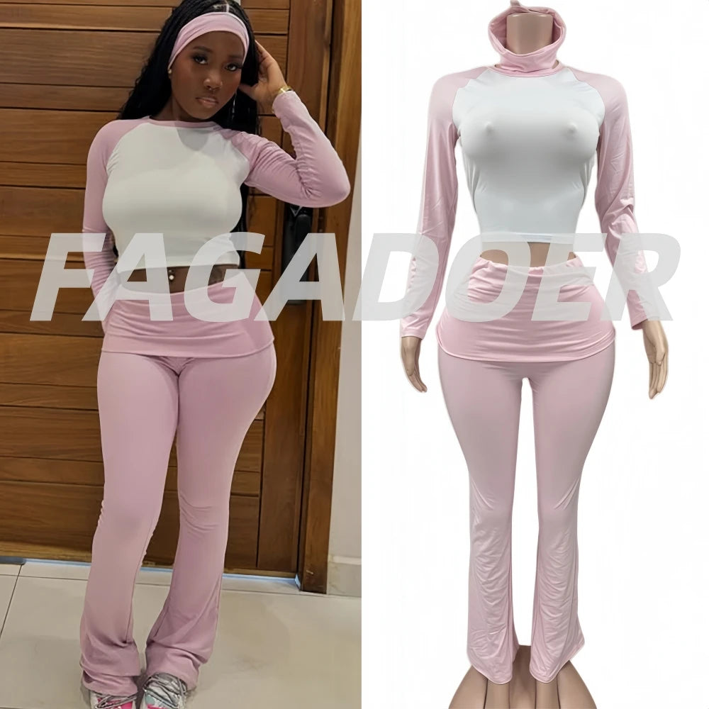 Women's Long-Sleeve Crewneck Top and Pants Set