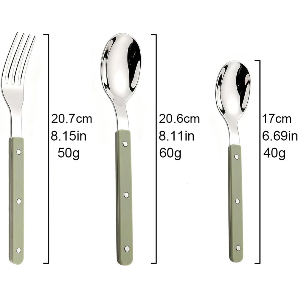 Uniturcky Stainless Steel Flatware with ABS Handles, 18 Pieces