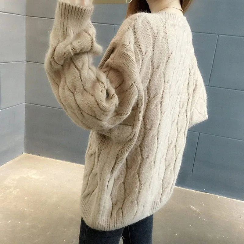 Women's Loose Round-Neck Knit Pullover