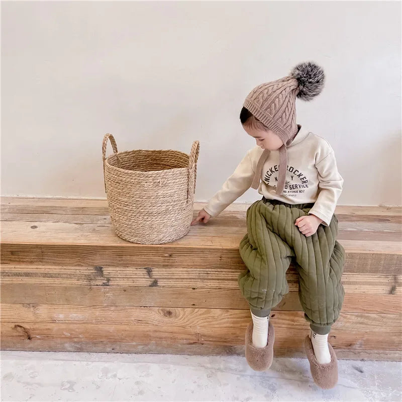 Children's Clothing From 2 To 7 Years Winter Kids Warm Cotton-Padded Trousers Baby Girls Thick Pants Toddler Boys Wear Clothes Whispering Desires Shoppe
