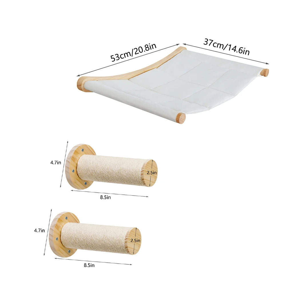 Wall-Mounted Cat Hammock & Climbing Shelf Set