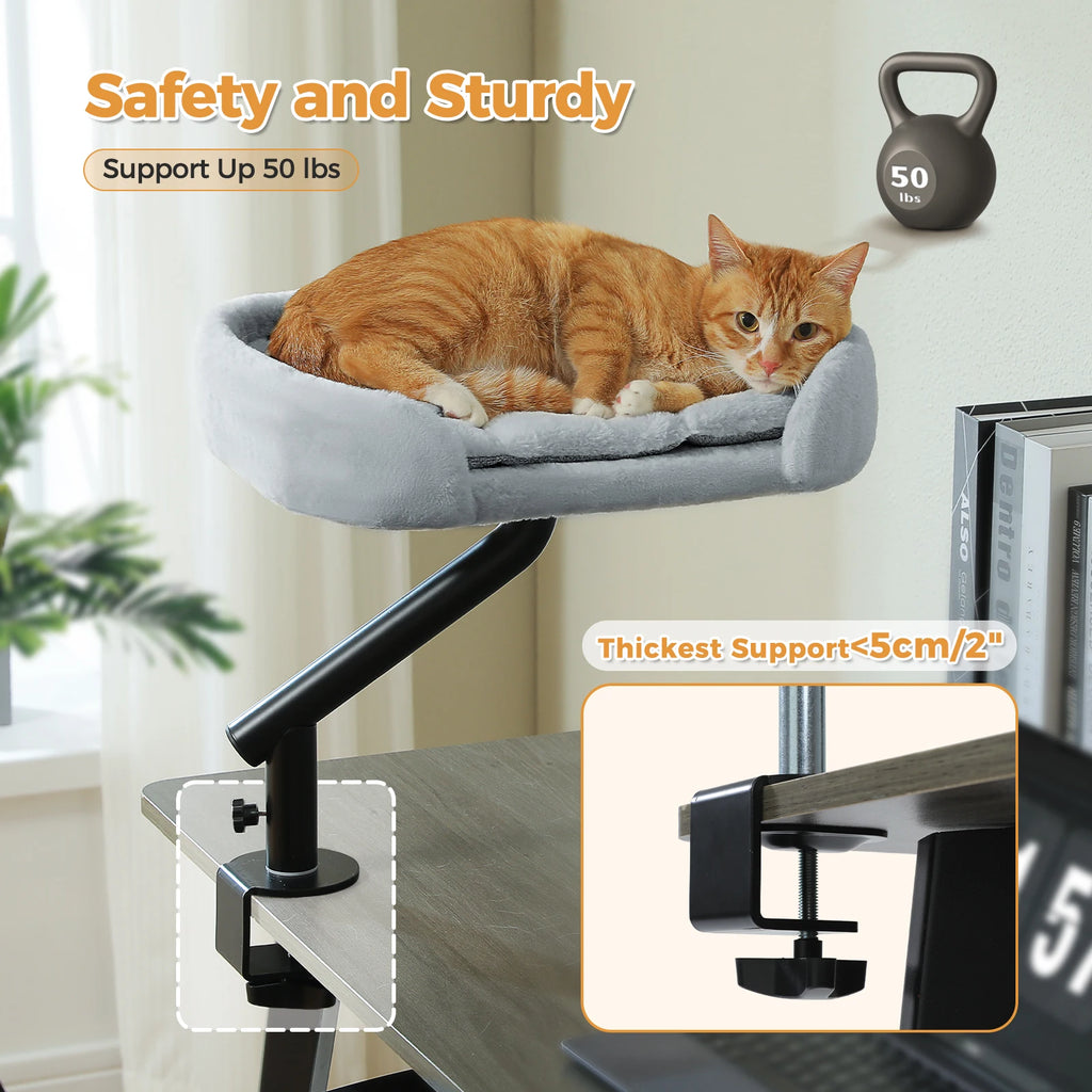 360° Rotating Desk-Mounted Cat Bed