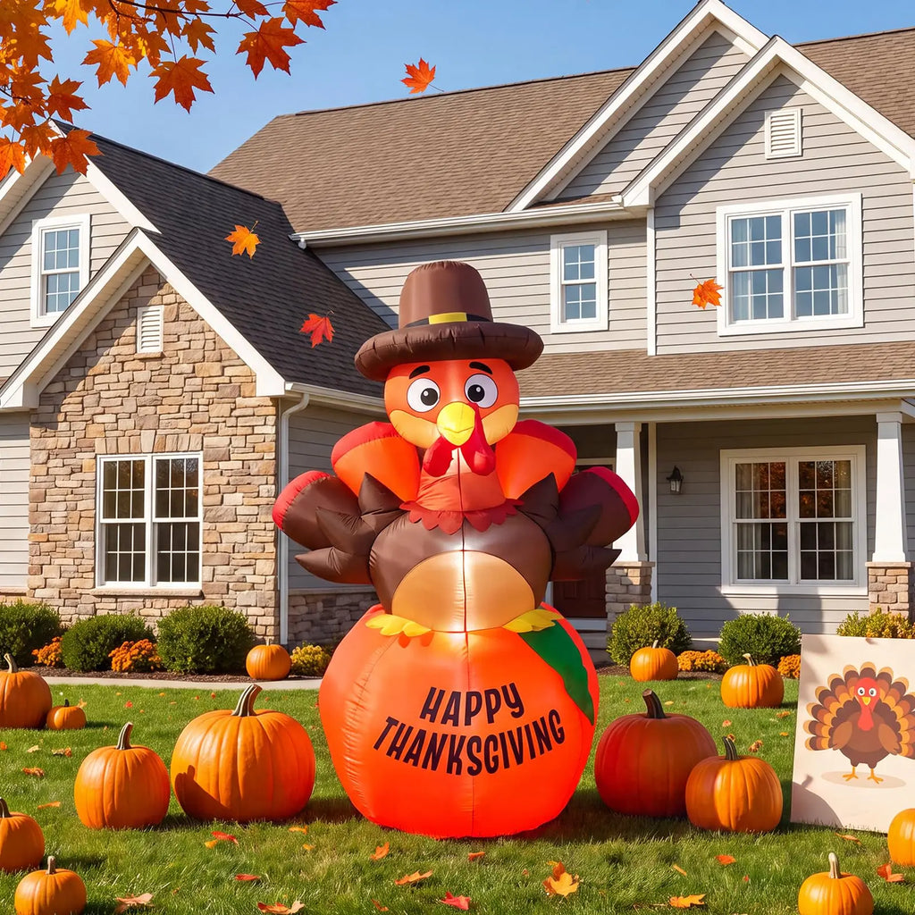 6-Foot Thanksgiving Turkey & Pumpkin Inflatable