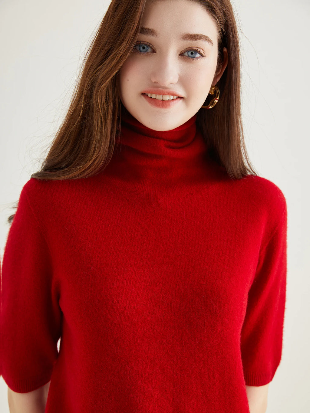 Women's Knit Tops Short Sleeve Fashion Women Sweaters New 100% Merino Wool Knitwears Vintage Sweater Turtleneck Pullover Clothes Dsers