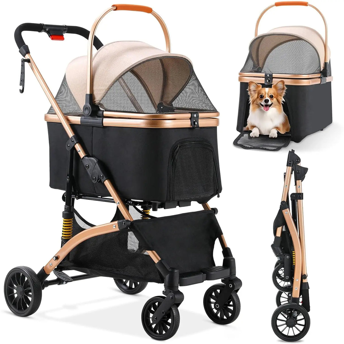 Two-in-One Folding Pet Stroller & Carrier
