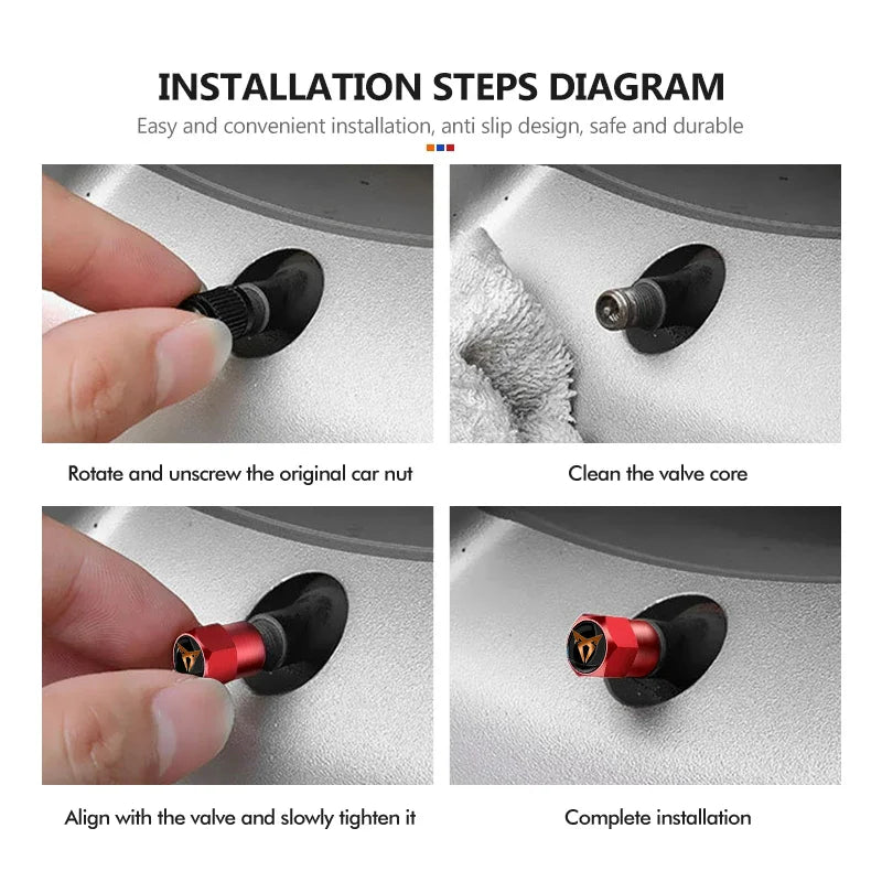 Metal Tire Valve Caps – Set of 4