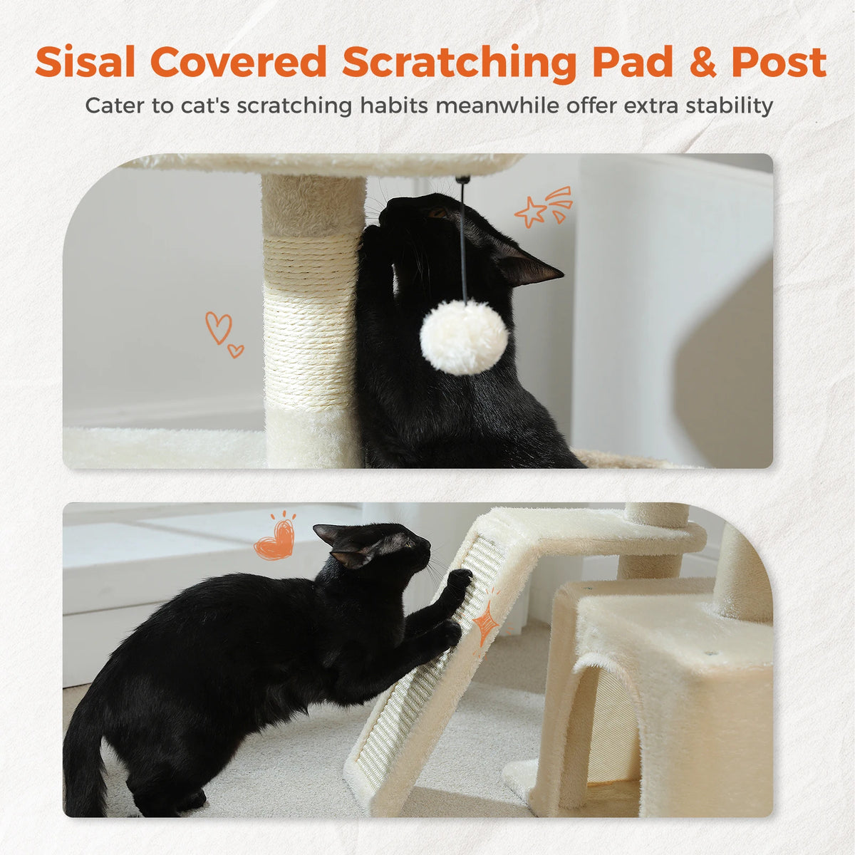 Compact Cat Tree with Removable Perch & Hammock