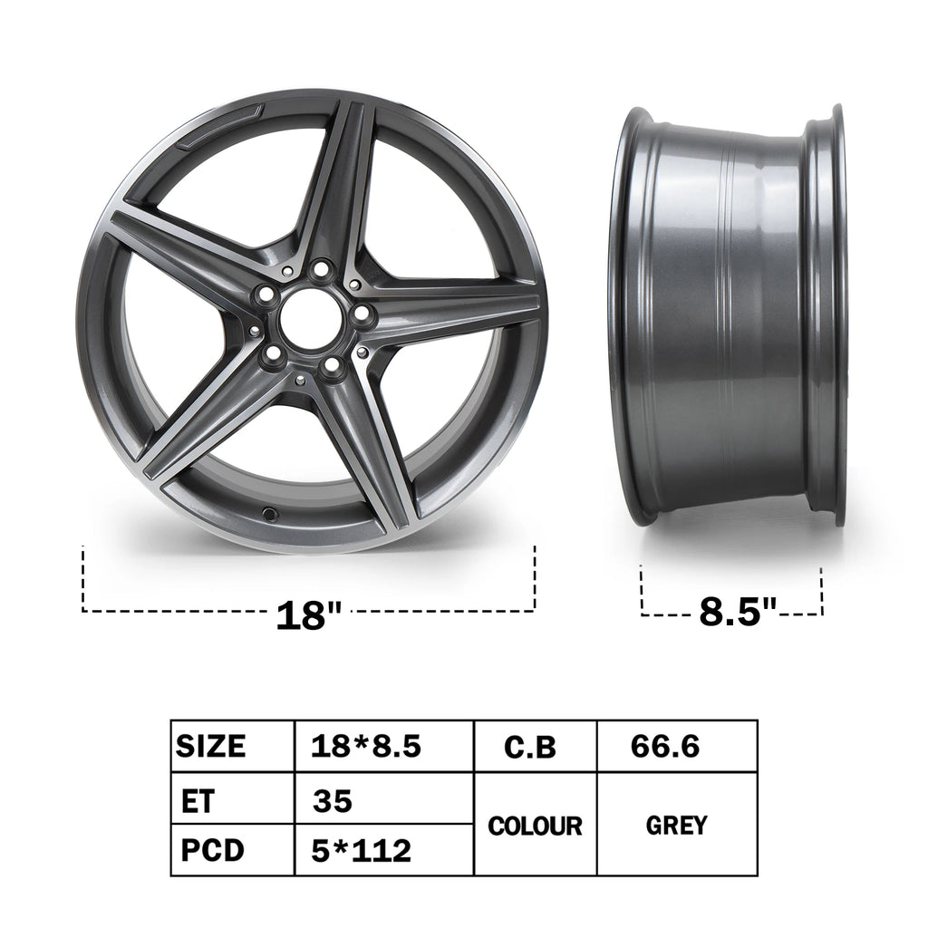 18×8.5 Aftermarket Alloy Wheel – 5×112, ET35, Gray