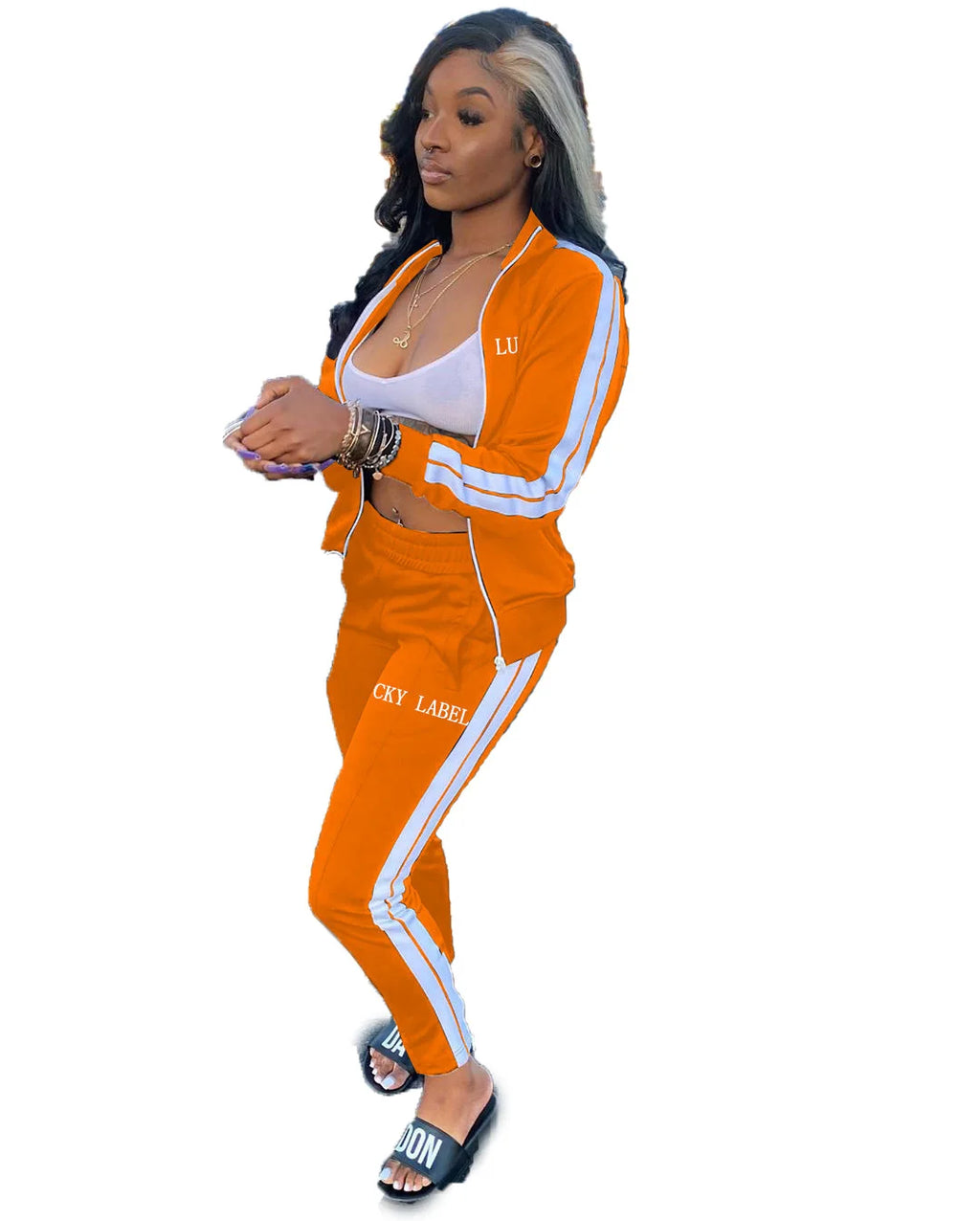 Women's Embroidered Zip-Up Top and Pants Set