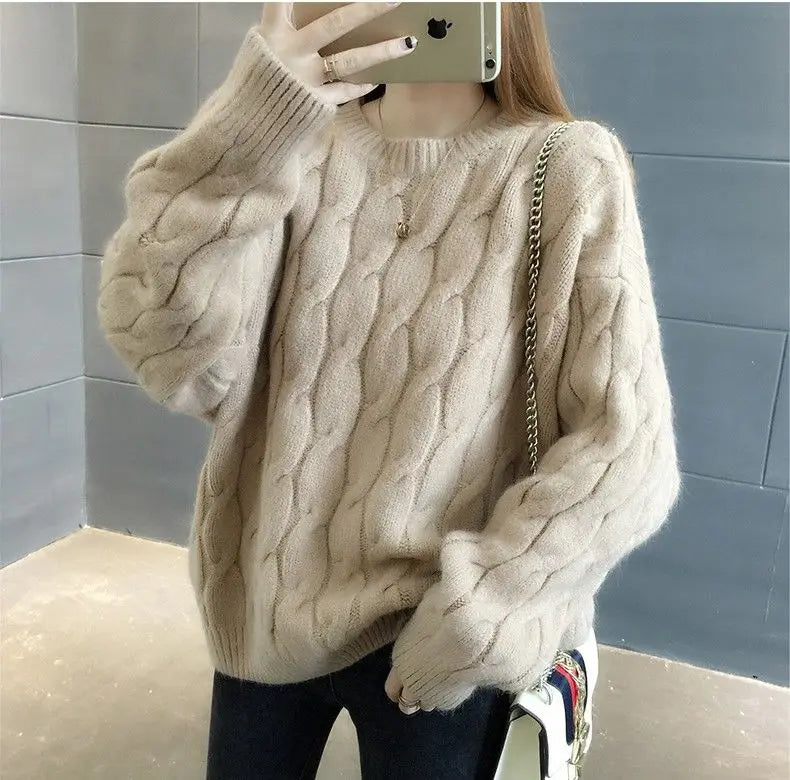 Women's Loose Round-Neck Knit Pullover