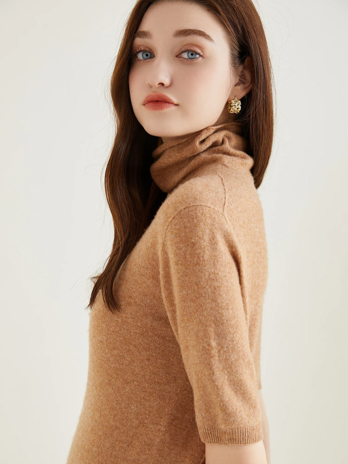 Women's Knit Tops Short Sleeve Fashion Women Sweaters New 100% Merino Wool Knitwears Vintage Sweater Turtleneck Pullover Clothes Dsers