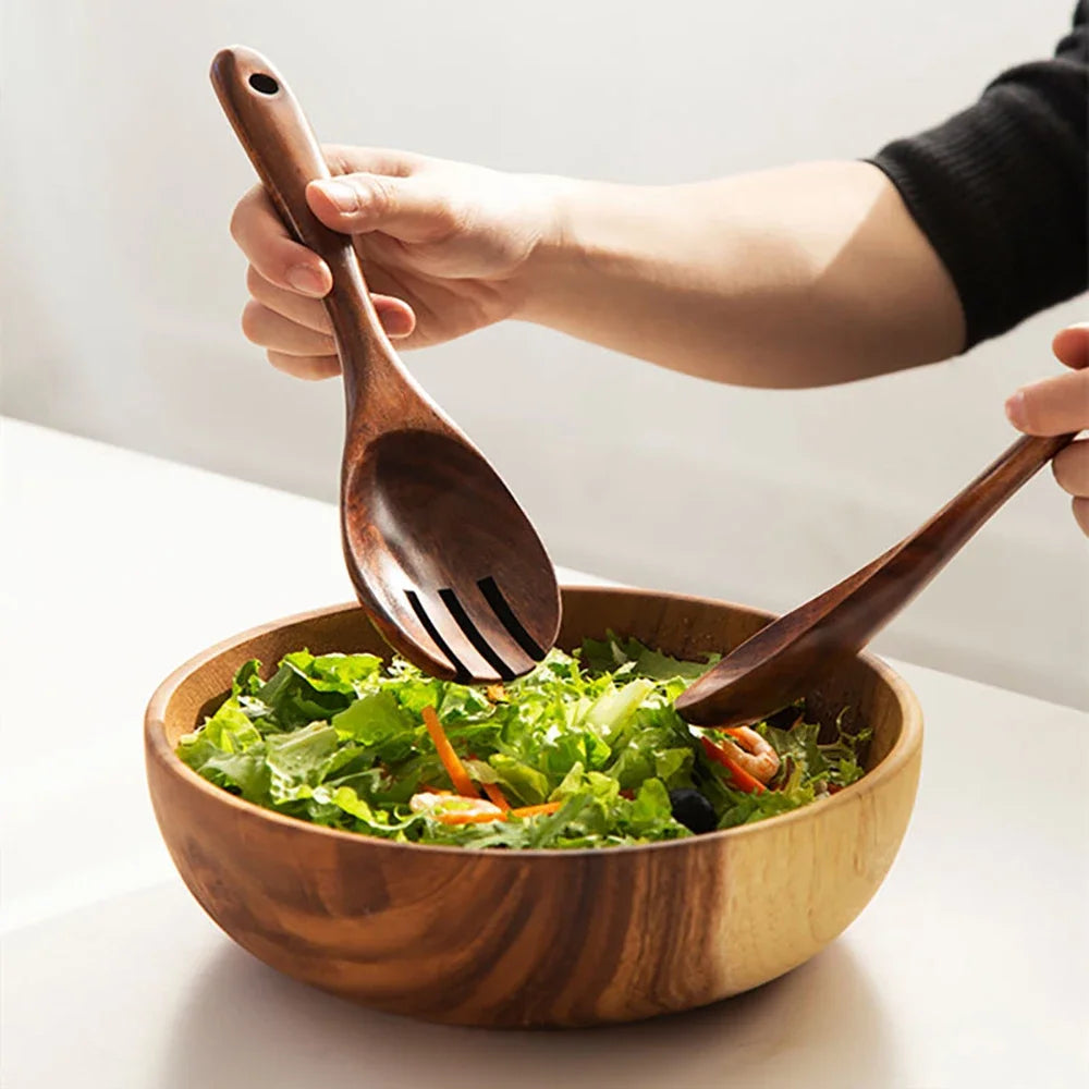 AJOYOUS Wooden Salad Servers — 2 Pieces