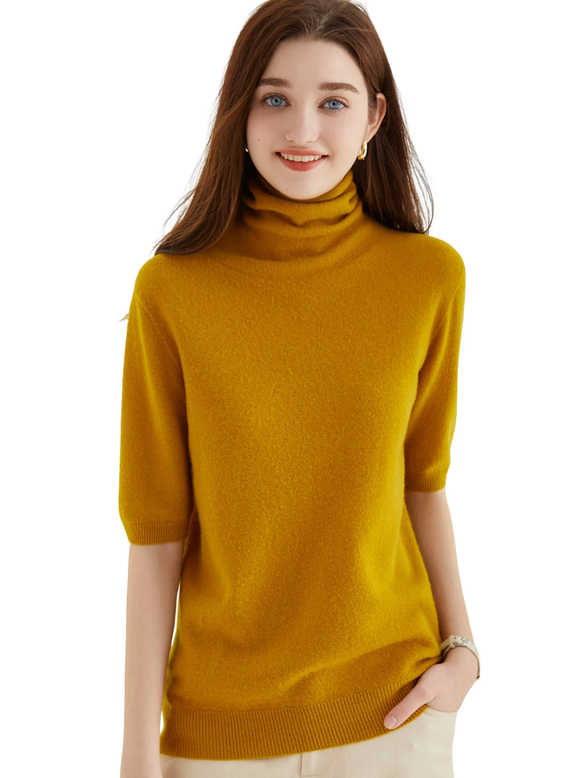 Women's Knit Tops Short Sleeve Fashion Women Sweaters New 100% Merino Wool Knitwears Vintage Sweater Turtleneck Pullover Clothes Whispering Desires Shoppe