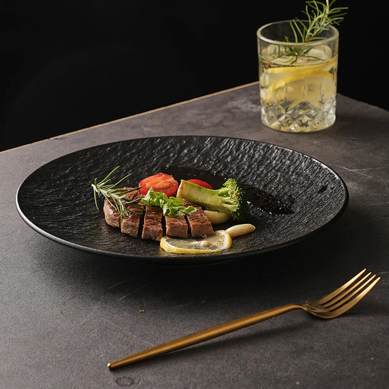 Rock-Textured Plastic Plates — 10 Pieces