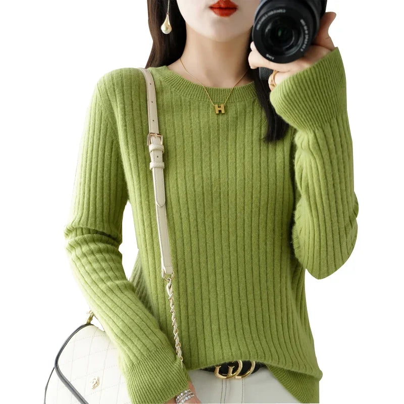 Women's Long-Sleeve Round-Neck Knit Pullover