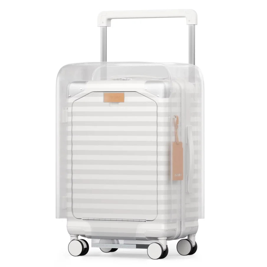 20 inch Front-opening Carry-on Luggage Suitcase with Cup Holder, TSA Lock, Spinner Wheels Whispering Desires Shoppe