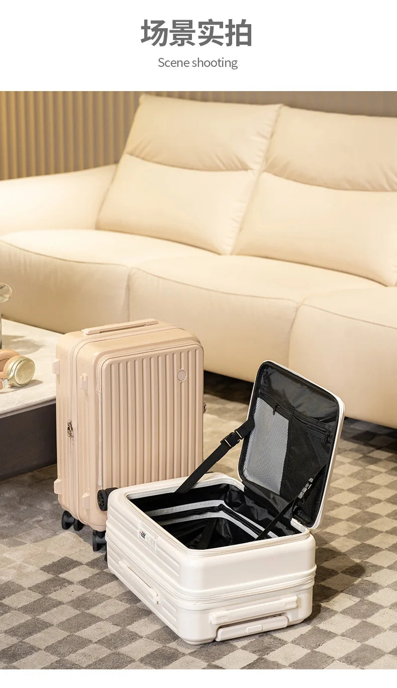 Side-Opening Luggage Boxes Expandable Multi-Functional Rolling Suitcase 20-Inch Travel Suitcases Carry-On Suitcase for Men Women Whispering Desires Shoppe
