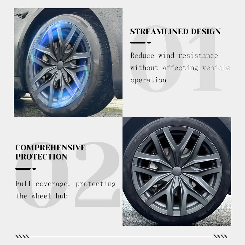 TSLLUG 18-Inch Wheel Covers for Tesla Model 3 Highland – Set of 4