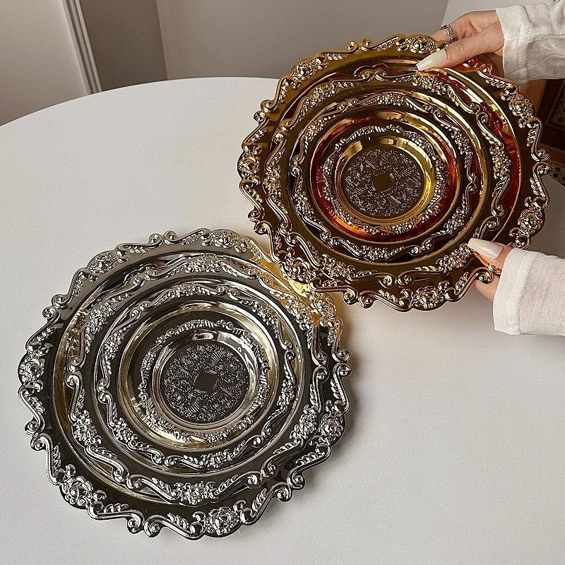 Vintage-Style Stainless Steel Dessert Plates