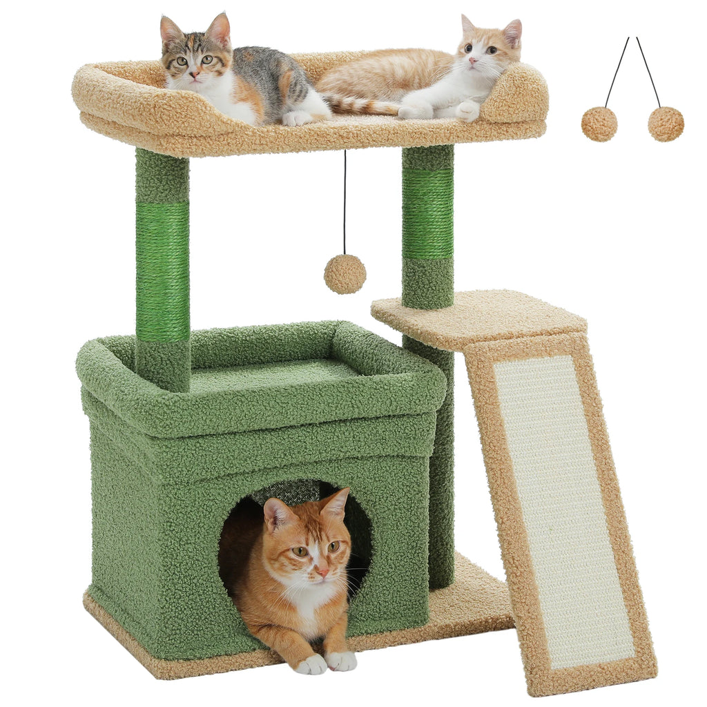 27" Cat Tree with Condo, Perch & Scratching Post