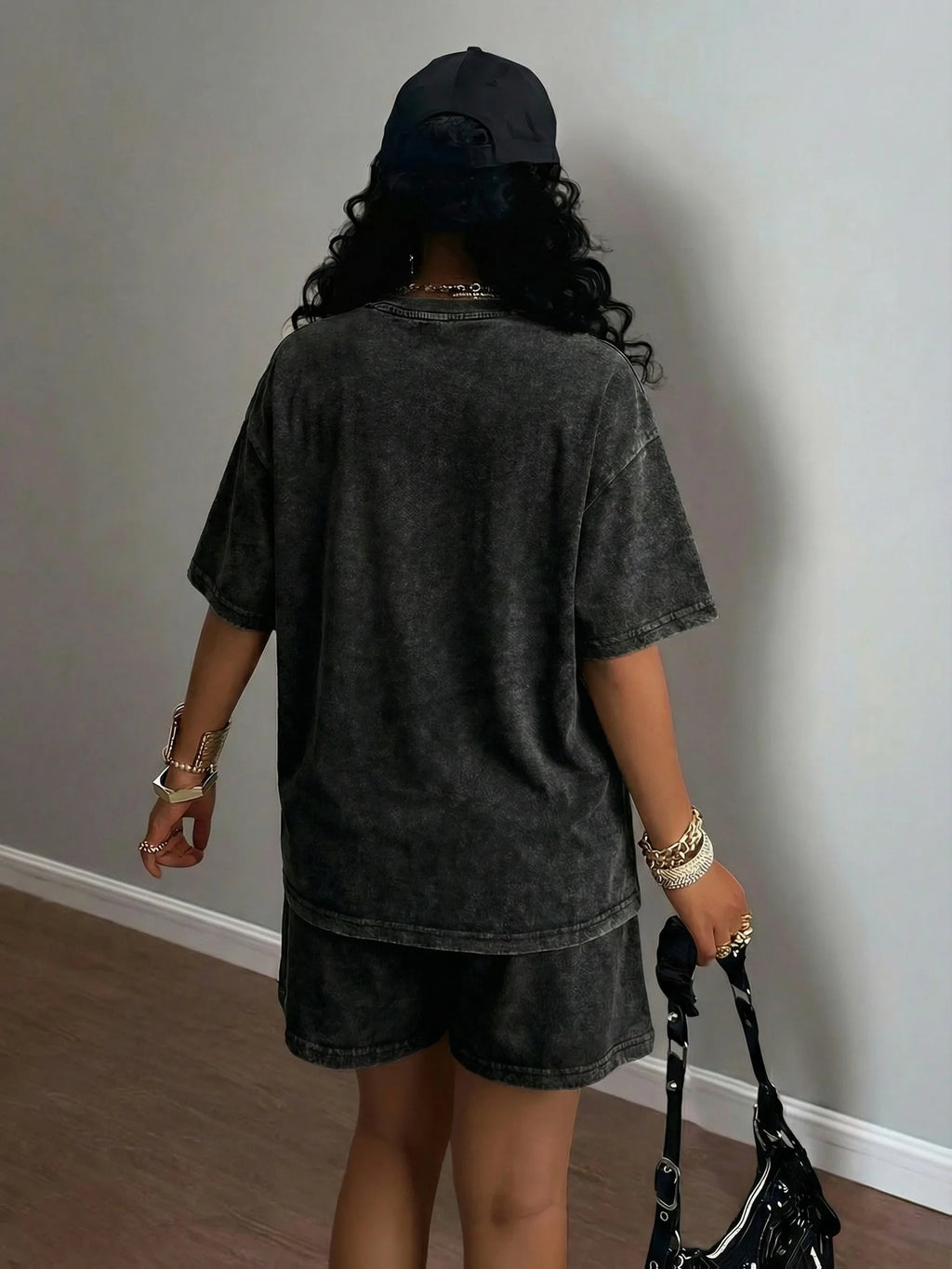 Women's Letter-Print Tee and Shorts Set