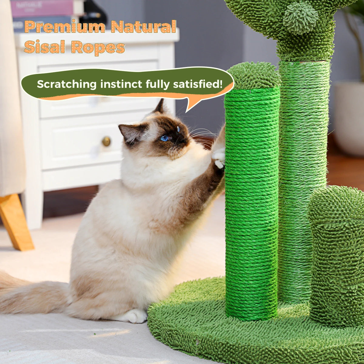 Cactus Cat Scratching Post with Three Poles