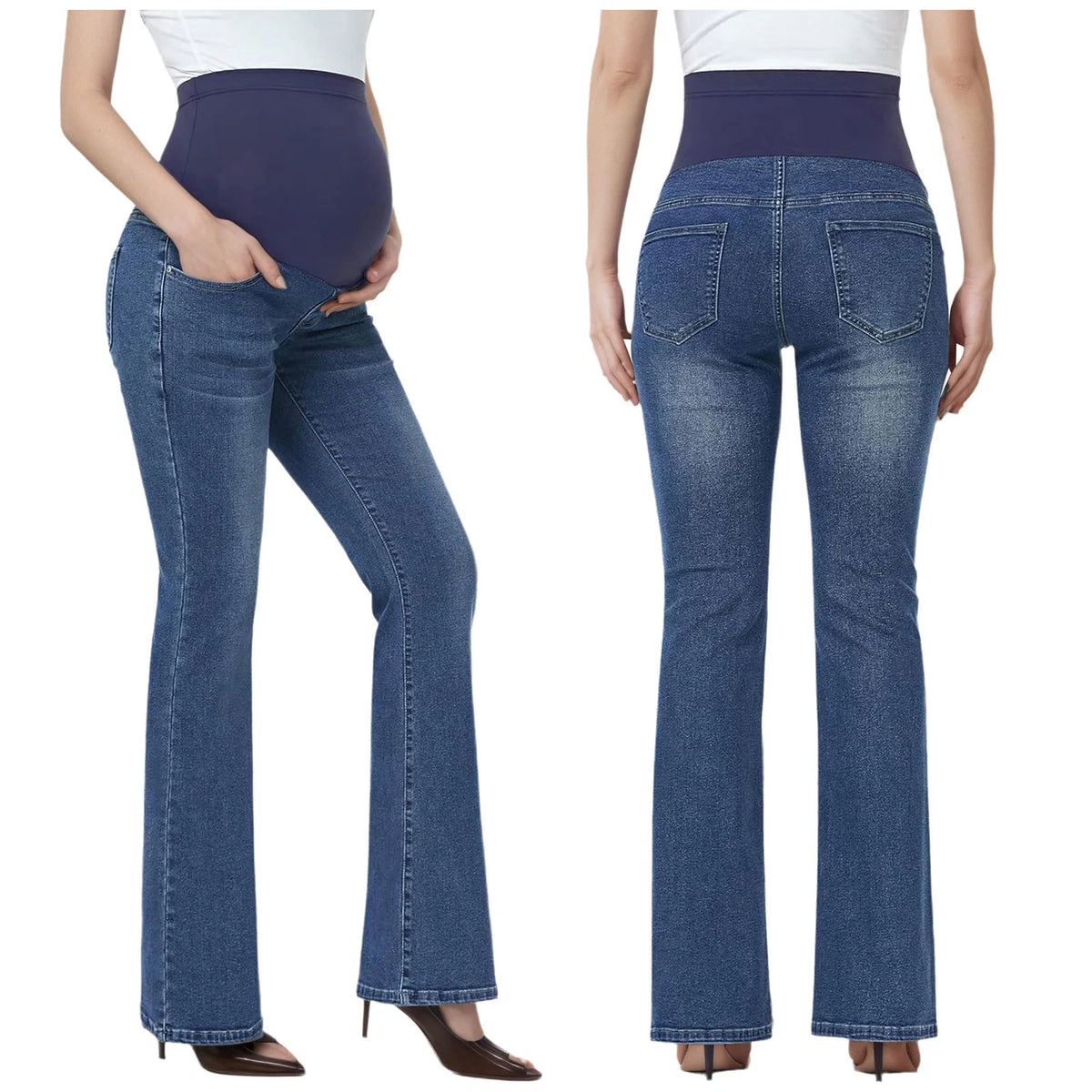 Pregnant Women Jeans High Waist Support Belly Maternity Hip Lifting Elastic Denim Pants Shorts for Daily Work Street Loungewear Whispering Desires Shoppe