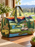 Foldable Quilted Golf Cart Print Duffle Bag Large Travel Weekender Shoulder Tote Bag Whispering Desires Shoppe