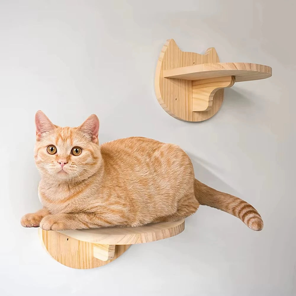 Wall-Mounted Four-Step Cat Climbing Shelf