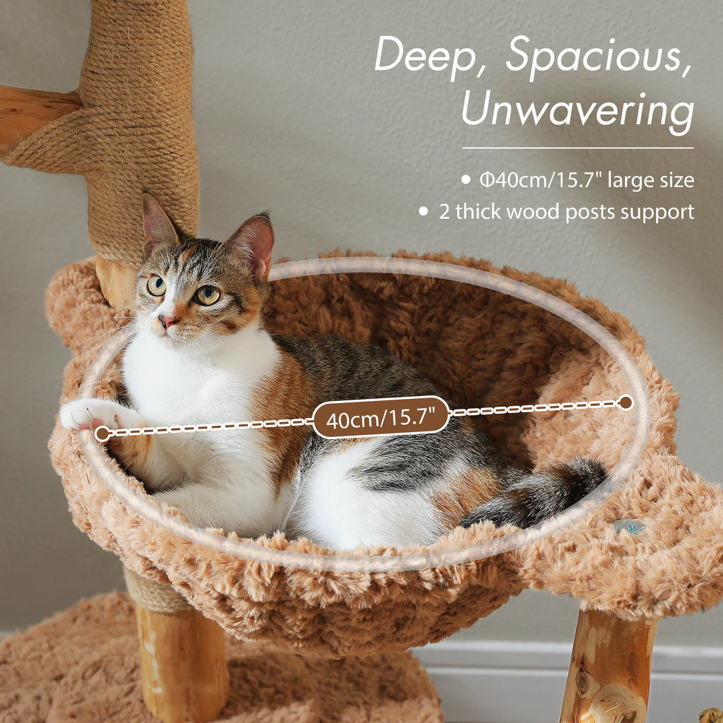 Flower Cat Tree with Wicker Basket Bed
