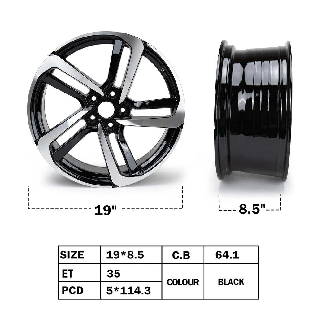 19×8.5 Aftermarket Alloy Wheel for Honda Accord – Black Machined