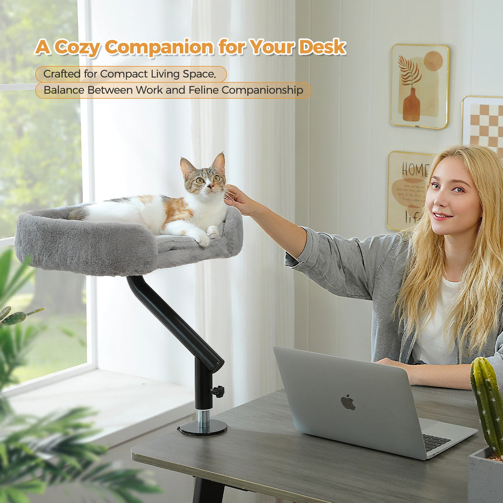 360° Rotating Desk-Mounted Cat Bed