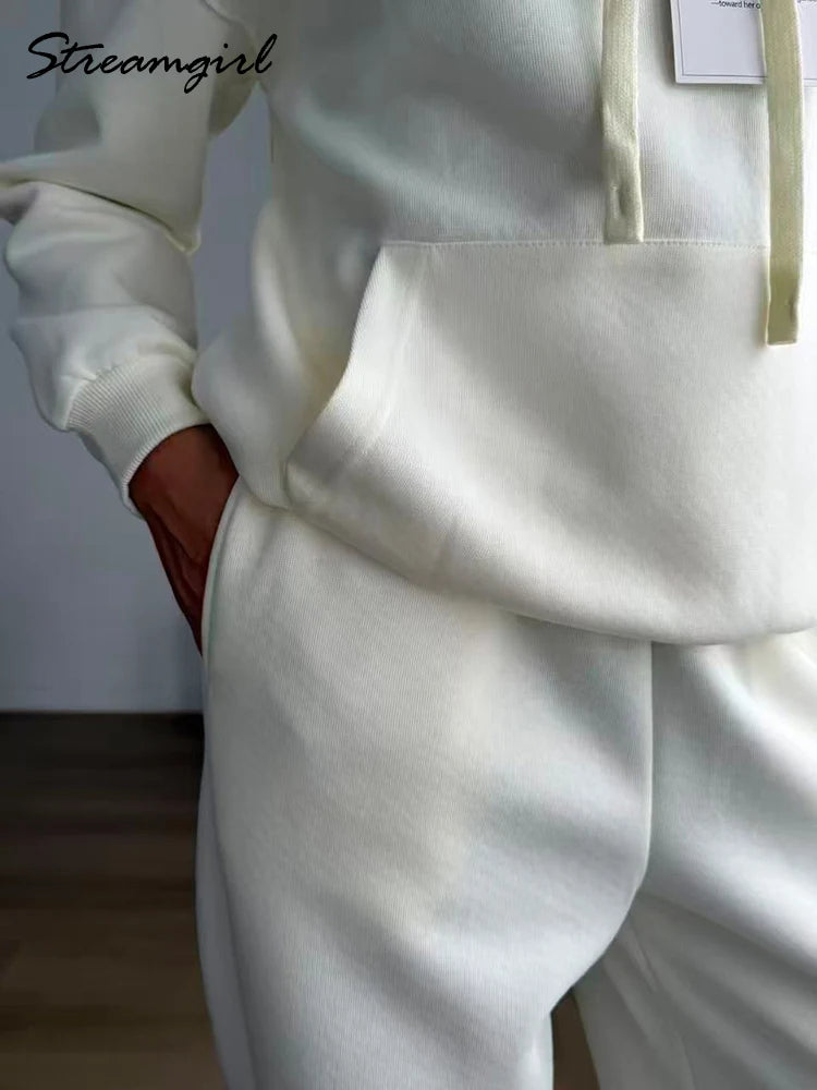 Women's Cotton-Blend Hoodie and Wide-Leg Pants Set