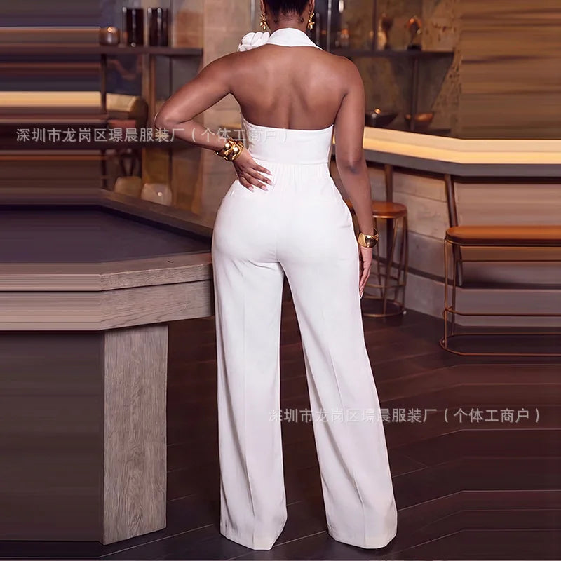 Women's Halter Top and Wide-Leg Pants Set