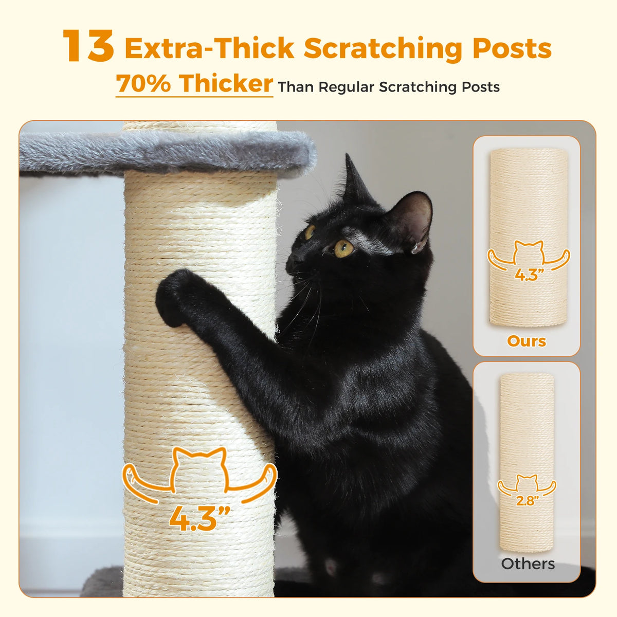 Large Cat Tree for Big Cats Robust Cat Tower with Several Levels Cat House Climbing Tree with Hammock 11 Sisal Posts Large Perch Whispering Desires Shoppe