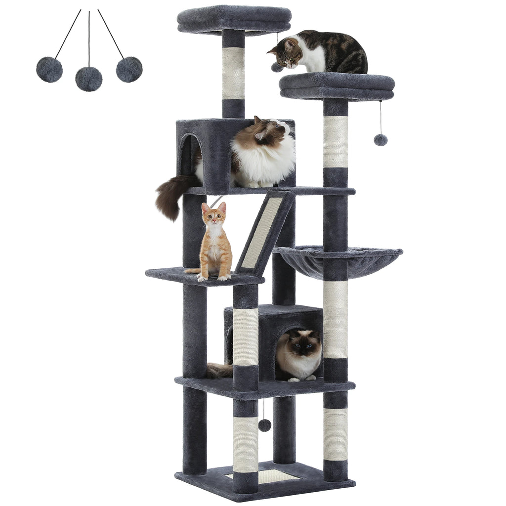 Multi-Level Cat Tree with Scratching Posts, Cozy Condo, Hammock, Large Cat Tower for Indoor Cats, Cat Scratching Board, Cat Toys Whispering Desires Shoppe