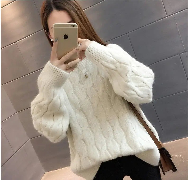 Women's Loose Round-Neck Knit Pullover