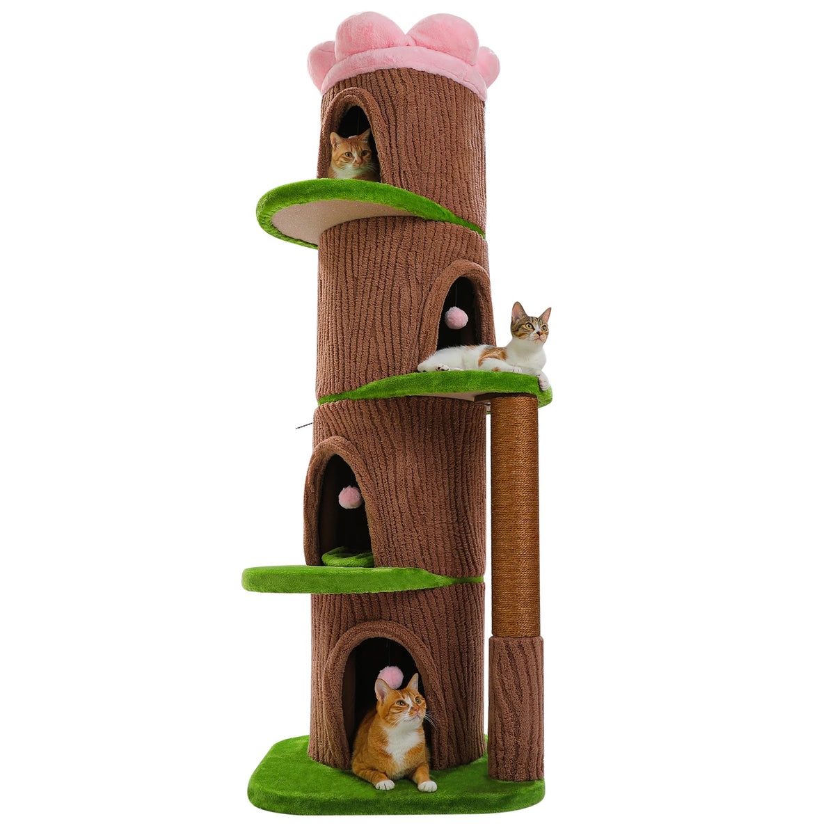 Large Cat Tree with Multiple Condos & Flower Bed