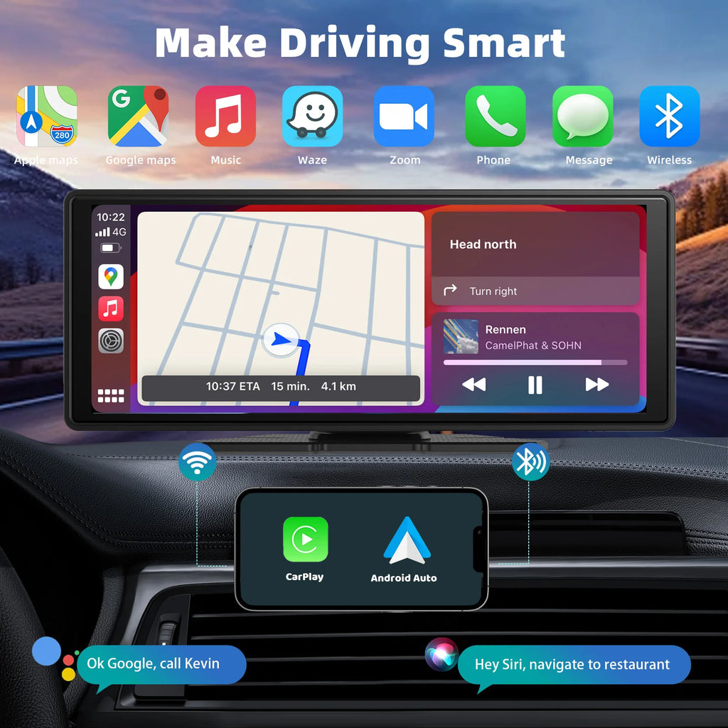 10.26-Inch Portable CarPlay and Android Auto Screen